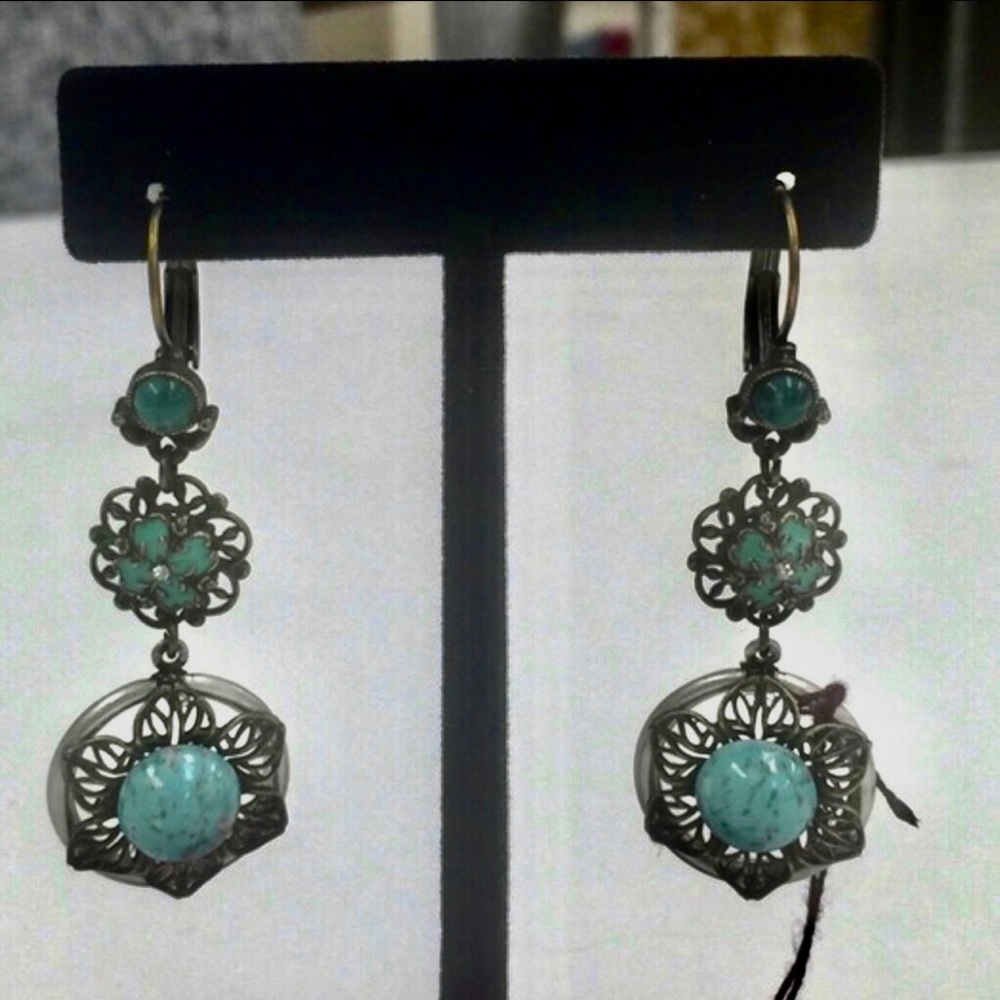 Vintage Inspired Filigree Turquoise Dangle Earring-Boutique